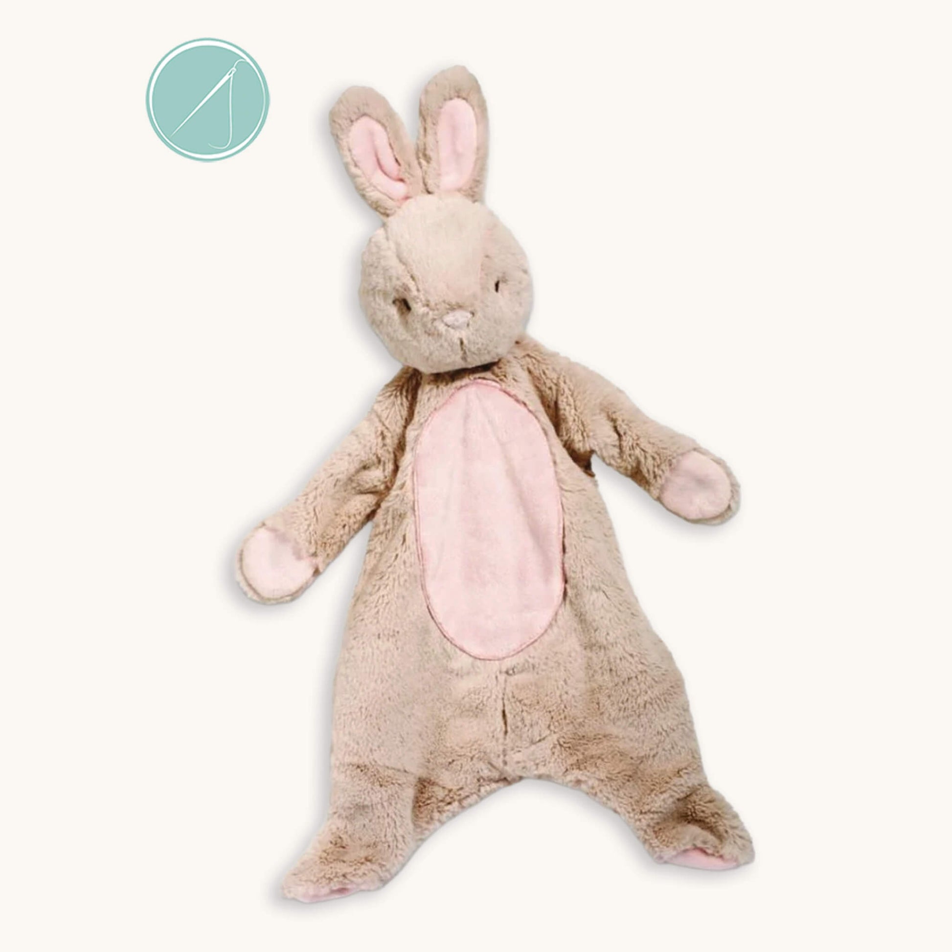 Douglas baby bunny sshlumpie lovey 19 inch long in tan plush with pastel pink accents, embroidered face, machine washable, infant comfort blankie