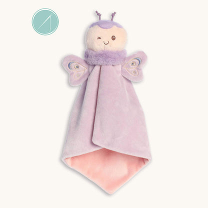 Flutterfly luvster butterfly lovey blanket 16 inch in soft lavender with pink accents, plush butterfly character topper with antennae, no bean pell