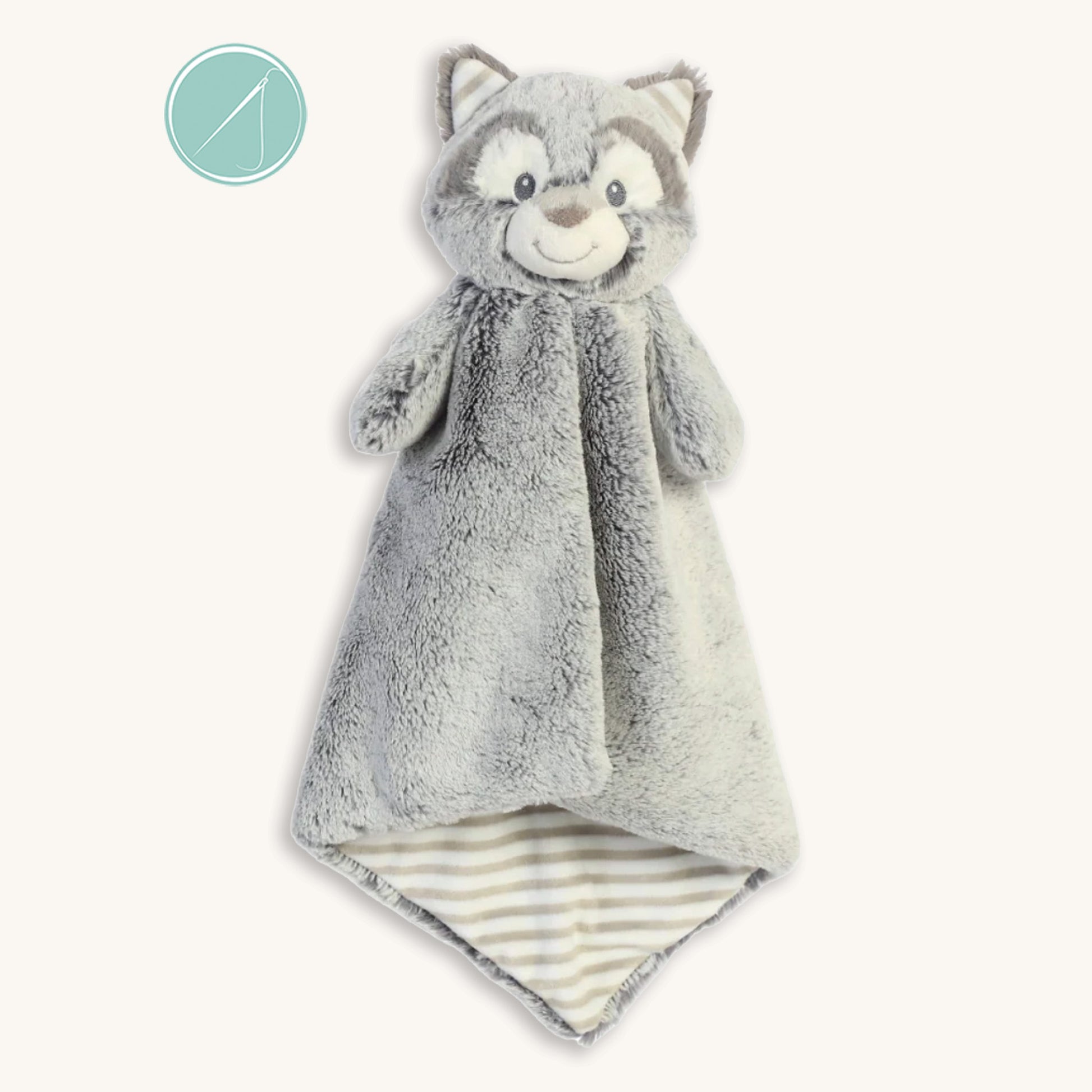 Rocko raccoon luvster by Ebba 16 inch plush blanket lovey made with ultra soft premium fabric, woodland raccoon comfort toy for baby cuddles