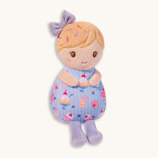 Douglas ice cream sundae mini doll plush toy, 6 inch sitting soft plush for toddlers 24 months+, machine washable