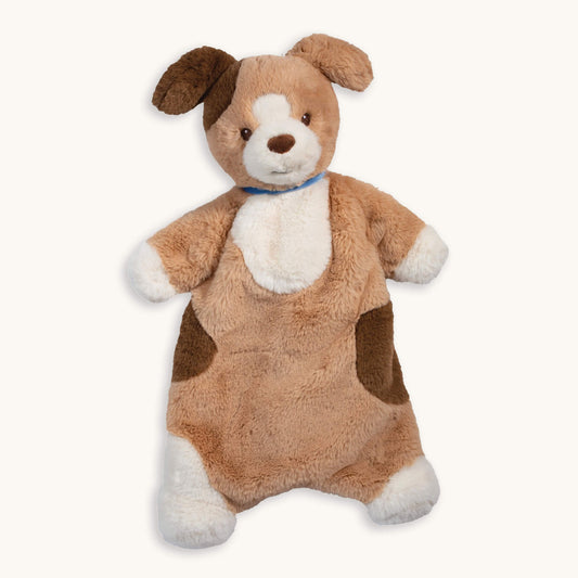 Zeke puppy sshlumpie lovey 19 inch long plush blankie with long floppy ears, spotted dog pattern and embroidered face, machine washable, birth+